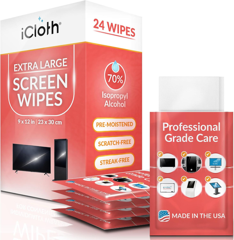 XL Wipe – 9X12 Inch Electronics Cleaning Wipe, 70% Isopropyl Alcohol, Individual