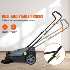 Manual Floor Sweeper 5-Gallon Container Adjustable Handle Non-Electric