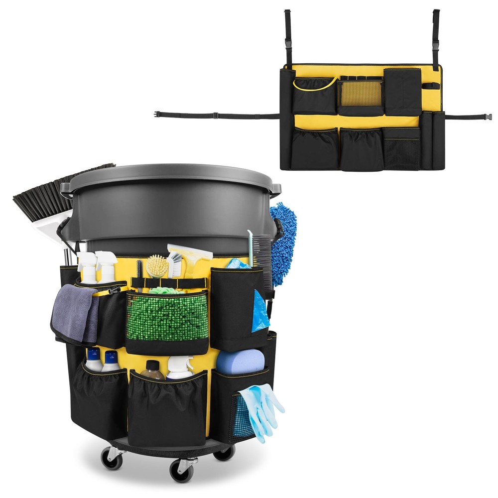 32-55 Gallon Trash Can Caddy Bag, Garbage Bin Apron Caddy with Multiple Pocke…