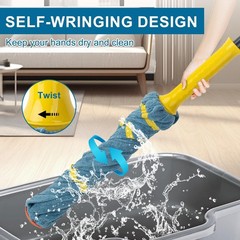 KeFanta Self-Wringing Twist Mop, Microfiber Cloth Wet Mops for Floor Cleaning…