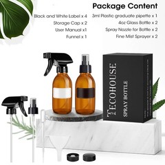 Tecohouse Glass Spray Bottles 4 OZ, Amber Empty Bottle for