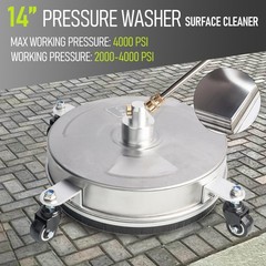 Hourleey 14″ Pressure Washer Surface Cleaner, Stainless Steel 14 Inch, Silver