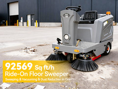 50.4″ Ride-on Floor Sweeper Industrial Machine 26.5 Gallon Dustbin 92600 Sqft/h
