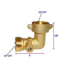 HQMPC 90 Degree Garden Hose Elbow with Shut Off Valve – 3/4″ 3/4 inches, Gold