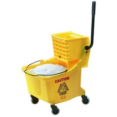 Rubbermaid FG758021YEL Mop Wringer Bucket with Wheels, 35 qt Capacity, Plastic B