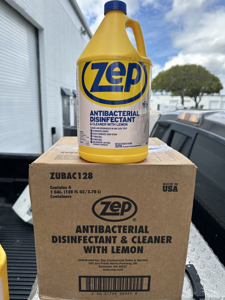Zep Antibacterial Disinfectant Deodorize Cleaner w/Lemon 1 Gallon 128 floz-3.78L