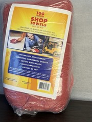 Bulk 100 Premium Red Shop Towels 12×14 Reusable Cotton Blend Industrial Cleaning