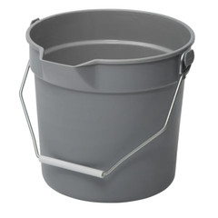 Cleaning Utility Pail Pour Spout Molded Graduations Polyethylene Gray 10 Quart