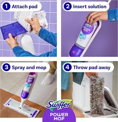 Swiffer PowerMop Multi-Surface Mop Kit for Floor Cleaning, Purple and White