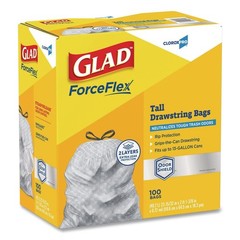 Glad 70427 23.75″ x 24.88″ 13-Gal Drawstring Trash Bags – Gray (100/CT) New