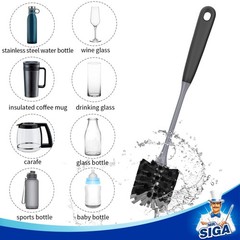 MR.SIGA Long Handle Bottle Brush, Flexible Scrub 2 Count (Pack of 1), Black
