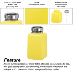 5 Pcs 6.8 Oz/200ml Alcohol Push Down Pump Dispenser Bottle Press Yellow