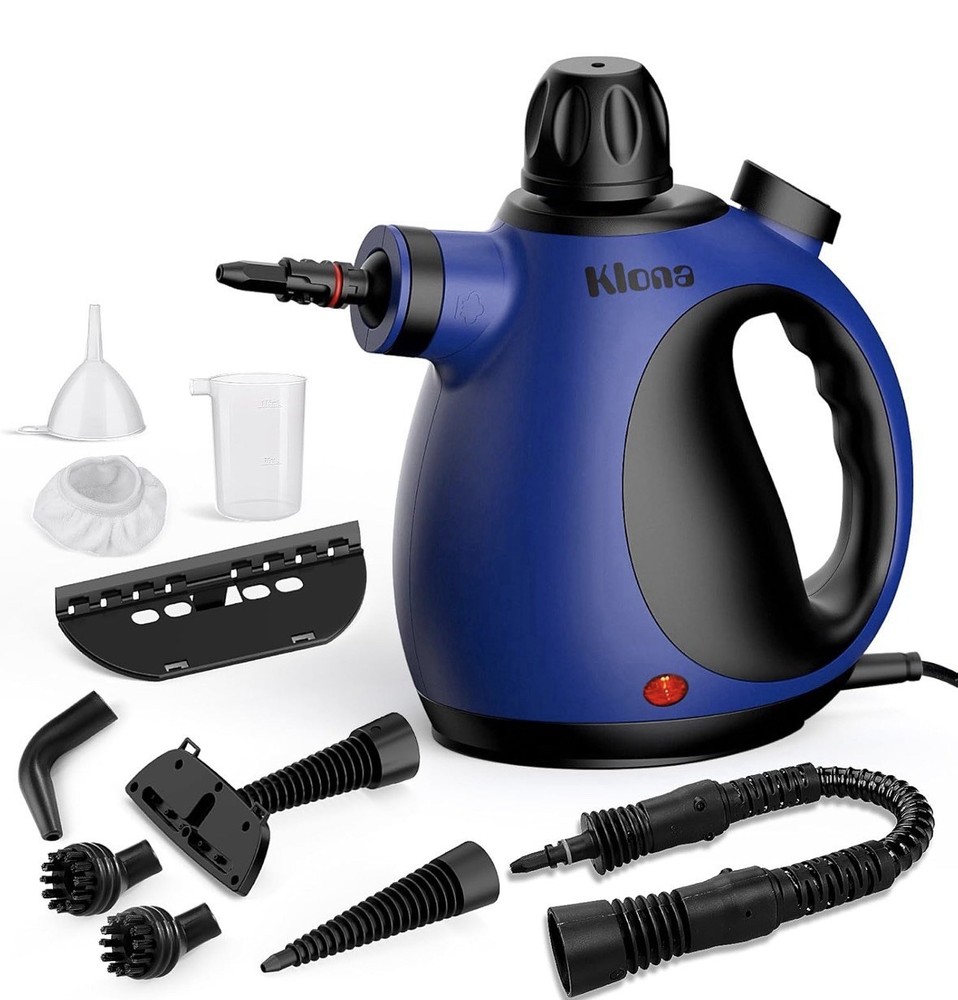 Klona EM-307 Handheld Steam Cleaner w/ Hose, Attachments & User Manual