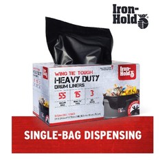 Iron-Hold Contractor Trash Bags – 55 Gallon 15 Bags Wing Tie Closure 3 Mil