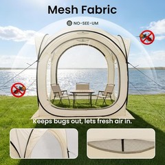 6x6FT Outdoor Mesh Gazebo, UPF50 UV & Waterproof Screen Tent with Full Bug Net,