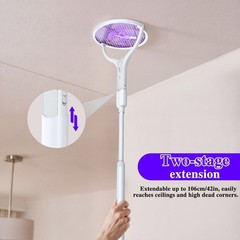 Electric Fly Swatter Racket Rechargeable Bug Zapper with Telescopic Extension，c