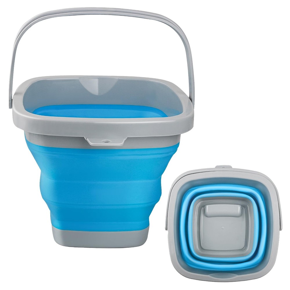 Collapsible Silicone Bucket 5L, Household Bathroom Cleaning, Blue