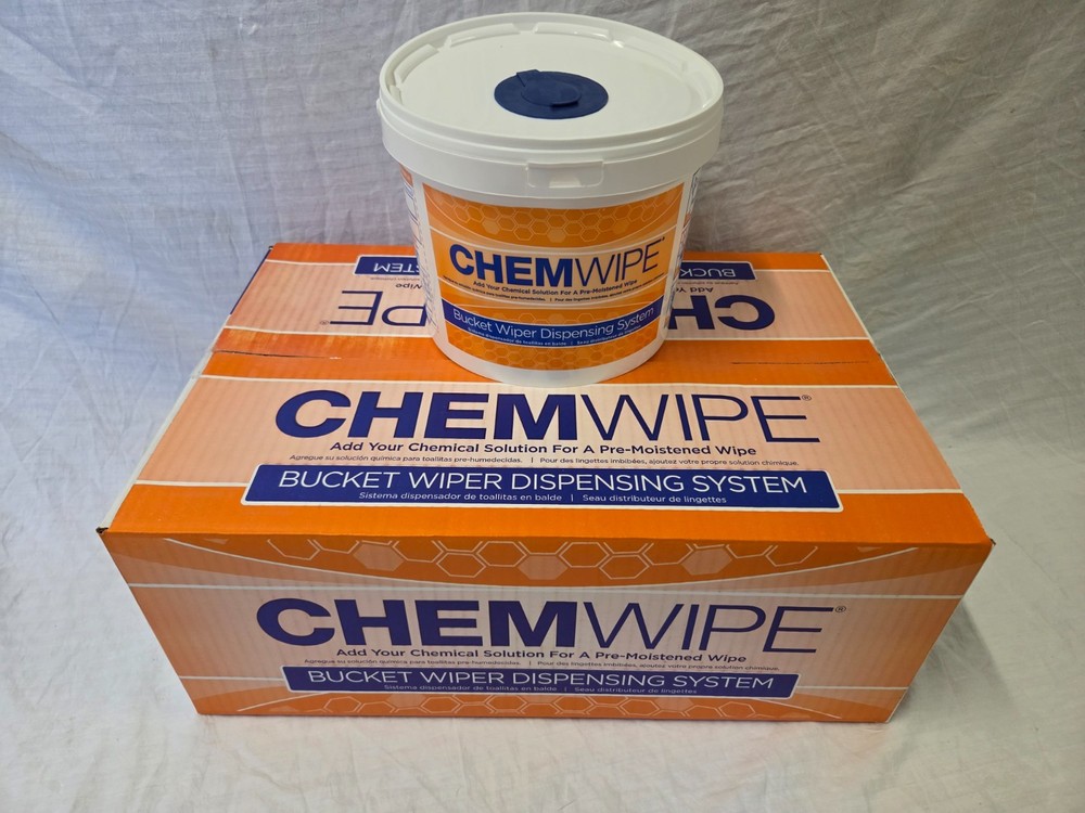 CHEMWIPE Bucket Wiper Dispensing System 6x12x180 Sheets 6 Rolls 1 Printed Bucket