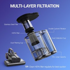 FEPPO Mattress Vacuum Cleaner, 16Kpa Bed Cleaner with Violetgrey
