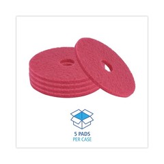 Boardwalk 4016RED 16 in. Buffing Floor Pads – Red (5/Carton) New