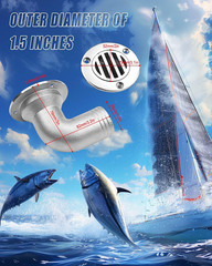 Boat Deck Floor Drain, 1-1/2 Inch (38Mm) 90 Degree Marine 316 Stainless Steel He