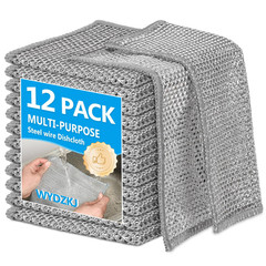 WYDZKJ 12Pack Multipurpose Wire Dishwashing 7.87 x 7.87Inch – 12PACK, Silver