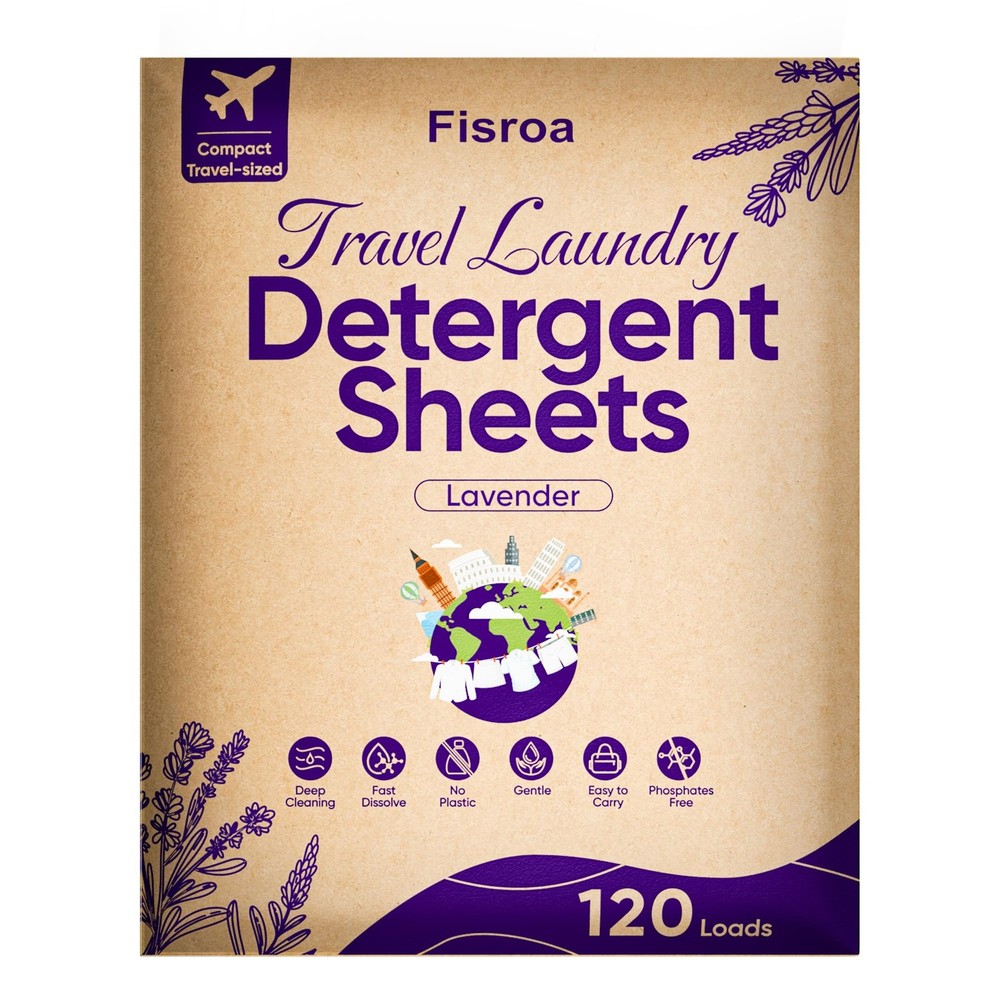 Travel Laundry Detergent Sheets 60 Count (Pack of 1), Lavender 120Loads