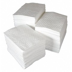 Brady Spc500 Sorbent Pad, 20 Gal, 15 In X 19 In, Oil, White, Polypropylene