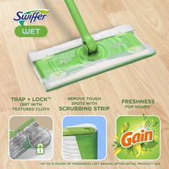 Swiffer Sweep + Mop, Wet Pads Refill, 24 Count (Pack of 1), White, Green