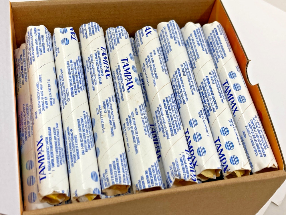 Box Of 80 ~ Procter Gamble Tampax Coin Vending Style in Cardboard Tube