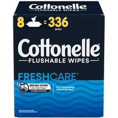 Cottonelle Fresh Care Flushable Wet Wipes, Adult 42 Count (Pack of 8), White