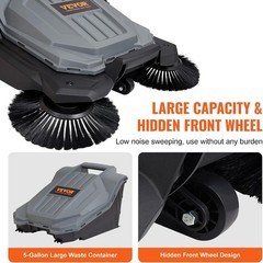 Walk-Behind Hand Push Floor Sweeper, 25.6″ Sweeping Width Floor Sweeper Manua…