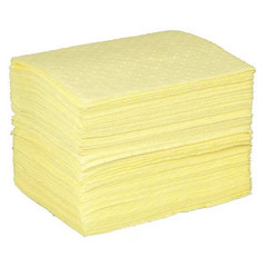 Sorbent Pad Chemical Absorbent 15×19 Yellow Hazmat Spill Cleanup Polypropylene