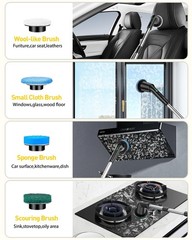 Shower Scrubber with Long Handle, Shower Cleaner Brush with 8 Floor Machine P…