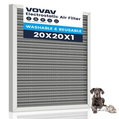 20x20x1 Air Filter-MERV 8, Washable & Reusable Electrostatic Air Filter, AC/H…