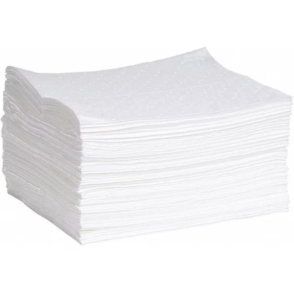 Spilltech Absorbent Pad, 15 in W x 19 in L, Absorbs 20 gal. per Pkg, Oil, White,