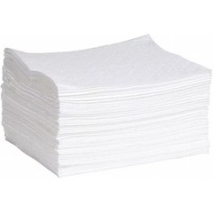 Spilltech Absorbent Pad, 15 in W x 19 in L, Absorbs 20 gal. per Pkg, Oil, White,