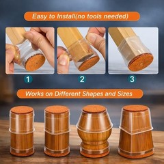 Chair Leg Floor Protectors 24 Pack – Silicone Furniture Caps with Black