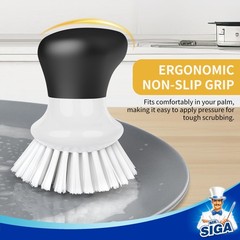 MR.SIGA Dish Scrub Brush, Palm Brush Scrubber with Ergonomic Grip, White