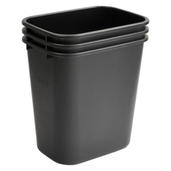 Janitorial Rectangular Waste Baskets Black 28 Quart 14 5/8Wx10 1/4Dx15H Inch