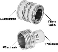 M MINGLE Garden Hose Quick Connect Fittings, 3/4 Inch GHT Stainless Steel,…