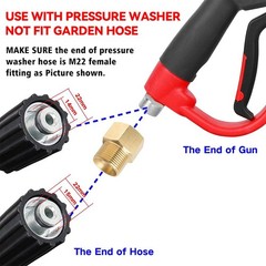 CHAVOR Upgraded Pressure Washer Gun with Extension 47 Inch, black and red