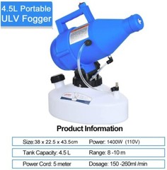 Smart Electric ULV Portable Cold Fogger Mister Sprayer; Disinfecting & Sanitizer