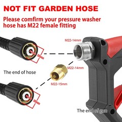 Tool Daily Short Pressure Washer Gun with Foam Gun, Black, Red, White