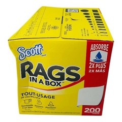200 Rags Scott Rags in a Box 9″ x 12″ White 150 sq ft Total