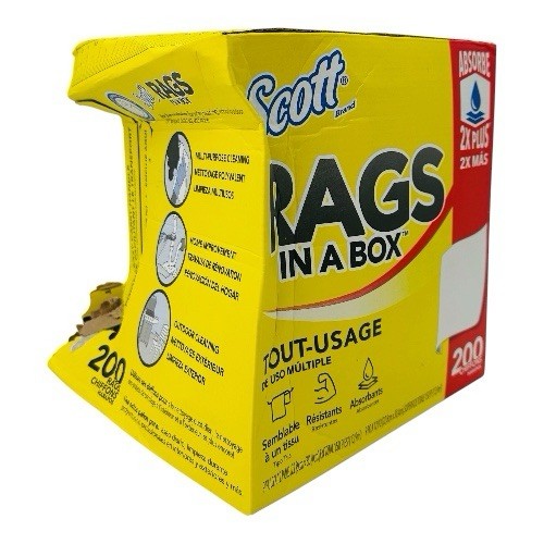 200 Rags Scott Rags in a Box 9″ x 12″ White 150 sq ft Total