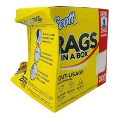 200 Rags Scott Rags in a Box 9″ x 12″ White 150 sq ft Total