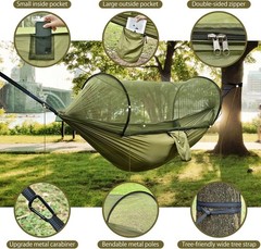 Camping Hammock with Mosquito Net, Lightweight Portable Double & Single Hammock