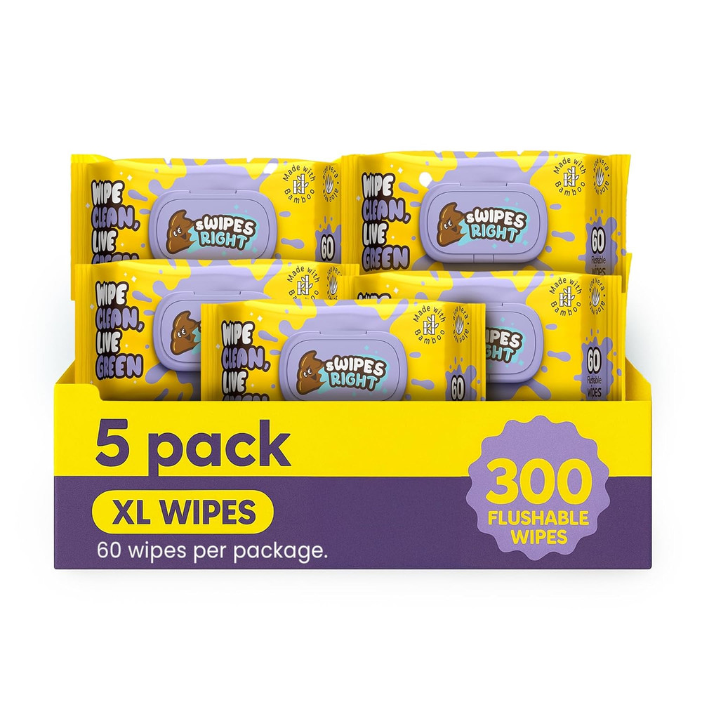 Flushable Wipes – Adult Cleaning Wipes for Sensitive Skin – Portable Travel Pack