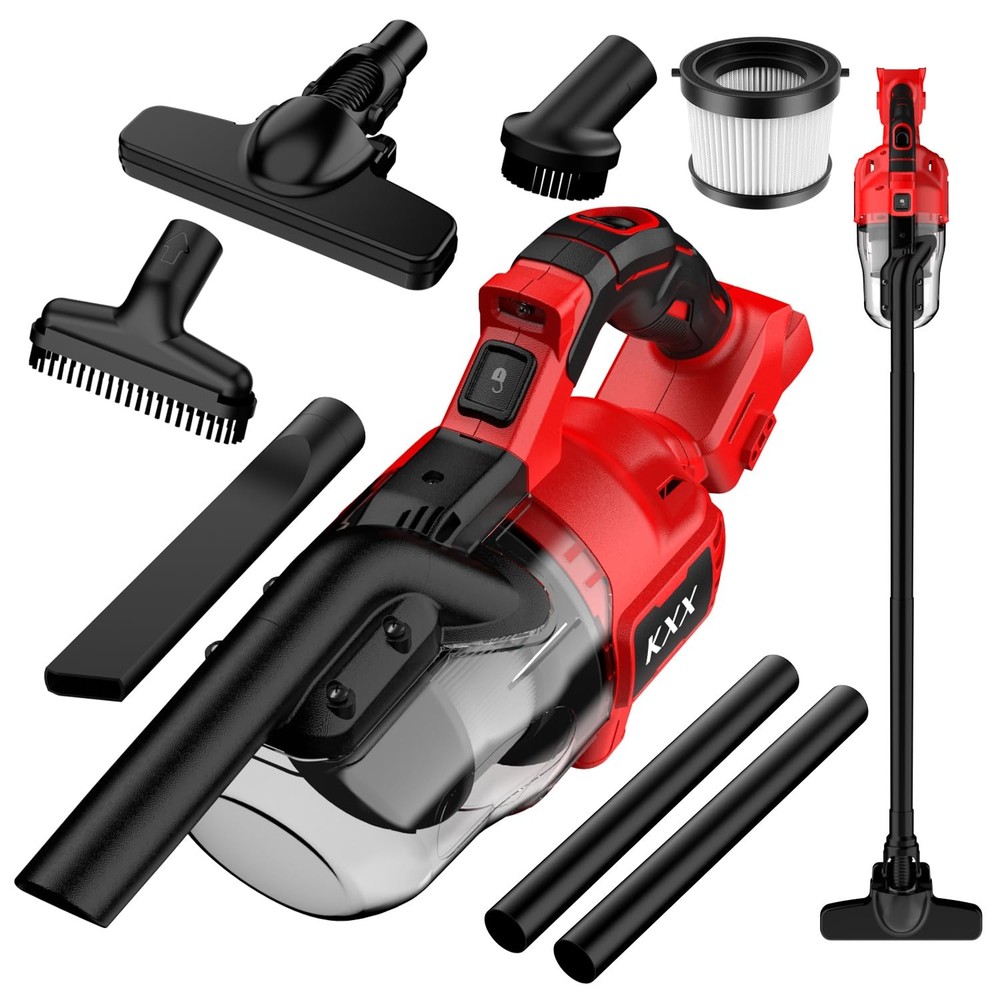 KXX Cordless Vacuum for Milwaukee M18 Battery, 5 in 1 Handheld Electric Red